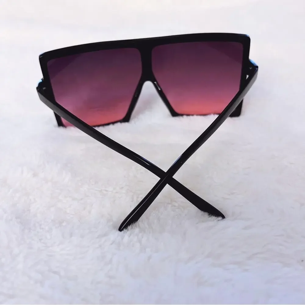 Ivonne Black & Pink Oversized Square Sunglasses - Picture 11 of 11
